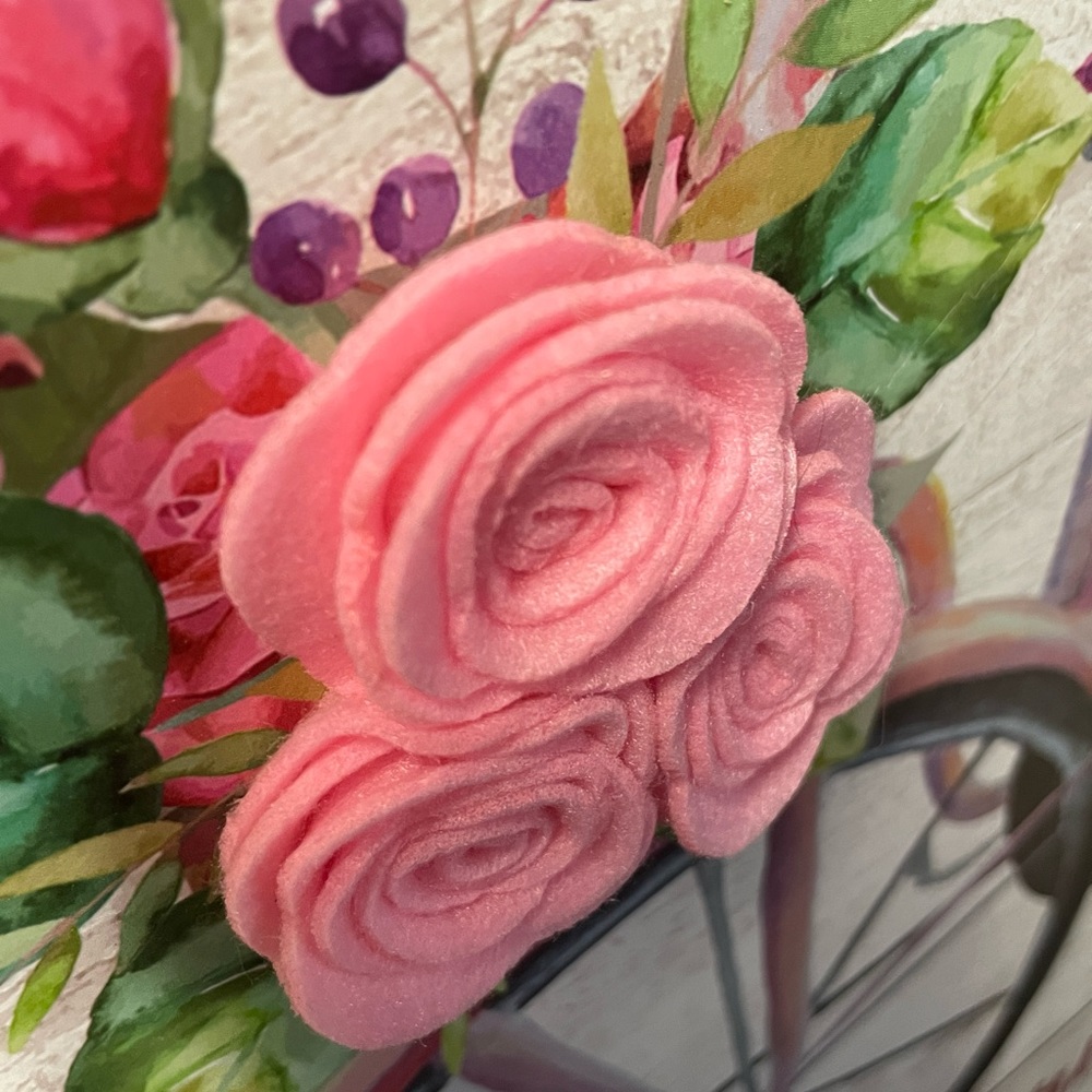 Make Life a Great Journey bike painting by Hanna’s Handiworks w/ pink felt roses - Picture 9 of 9